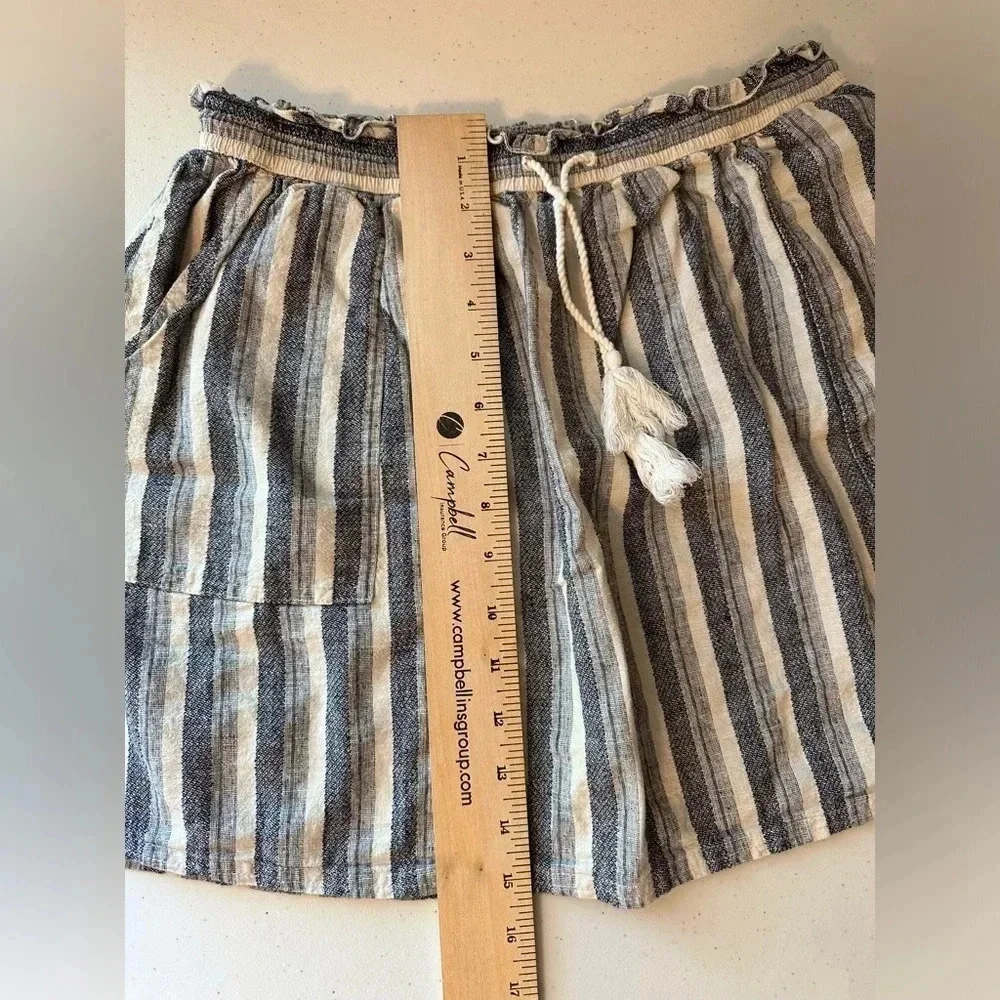 Abercrombie & Fitch Linen Cotton Blend Mini Skirt Blue White Stripes Size Medium